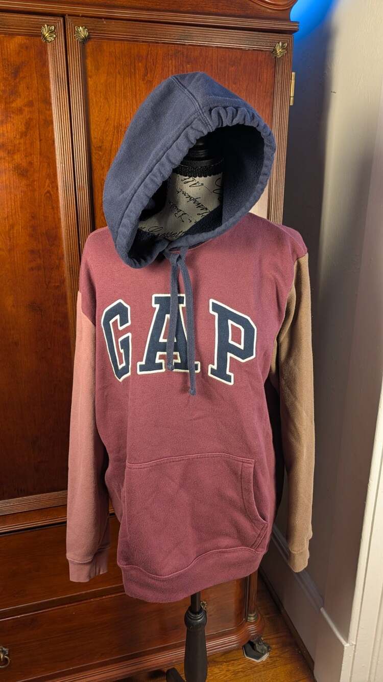 Gap Heritage Logo Colorblock Hoodie - Burnt Russet/Multicolor - S
